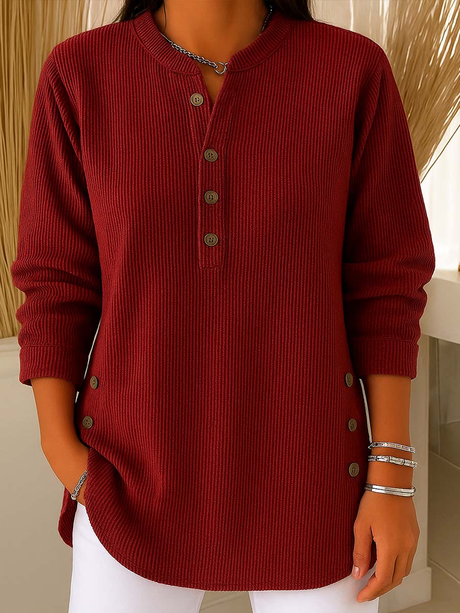 Luna Ribbed Button Jumper