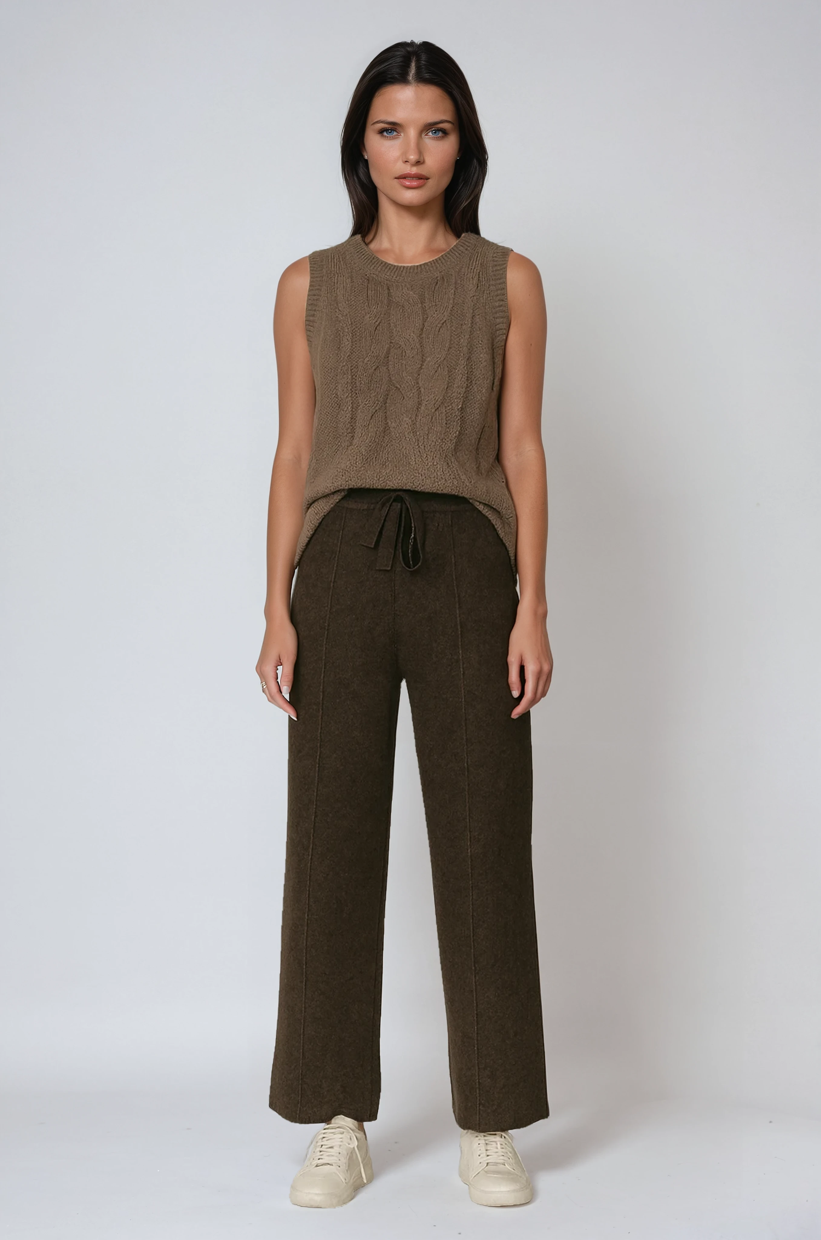 Knitted Trousers | Straight Legs and Drawstring Waist