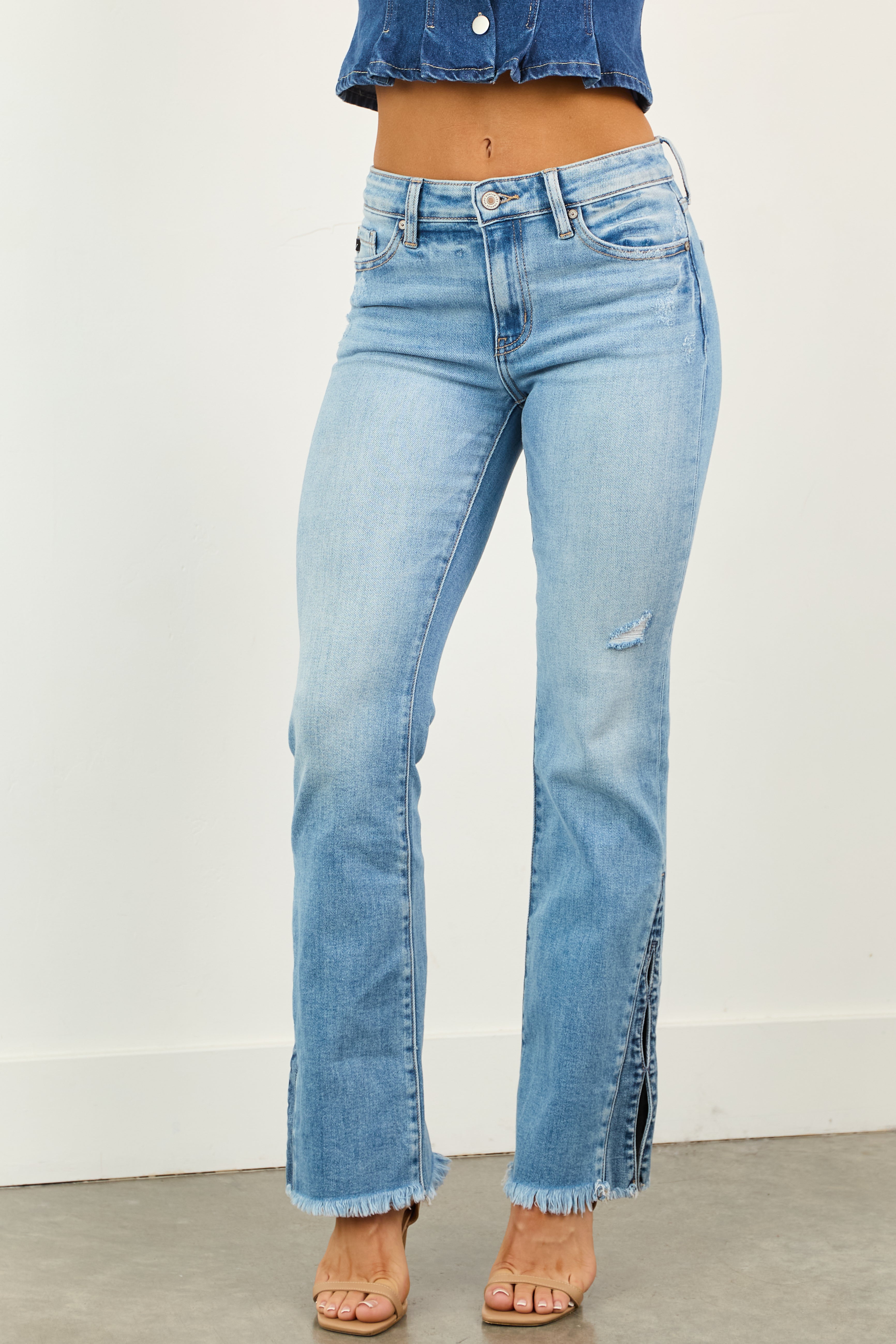 Lyanna | Flared Legs with Slits in Blue