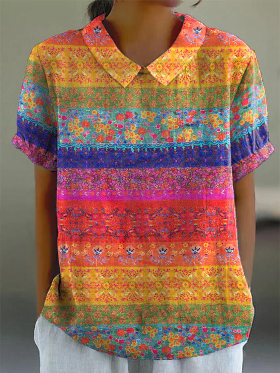 Maya | Chemise à Rayures avec Motif Floral