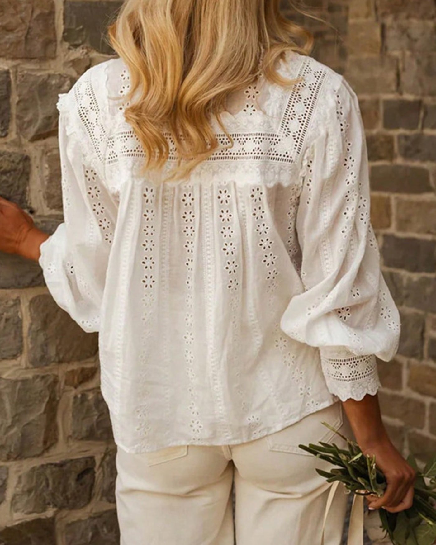 White Ruffled Textured Shirt