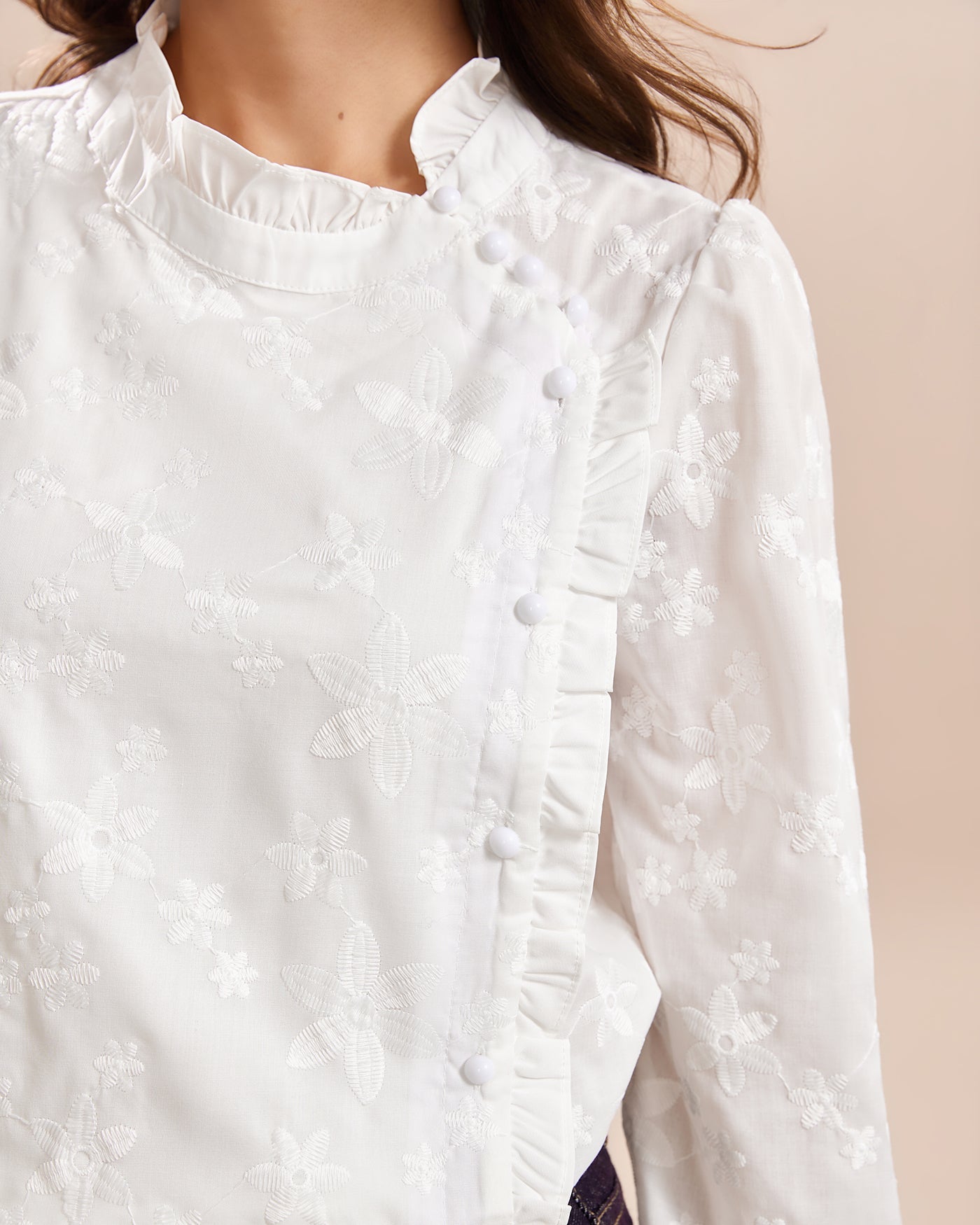 White Jacquard Button Shirt
