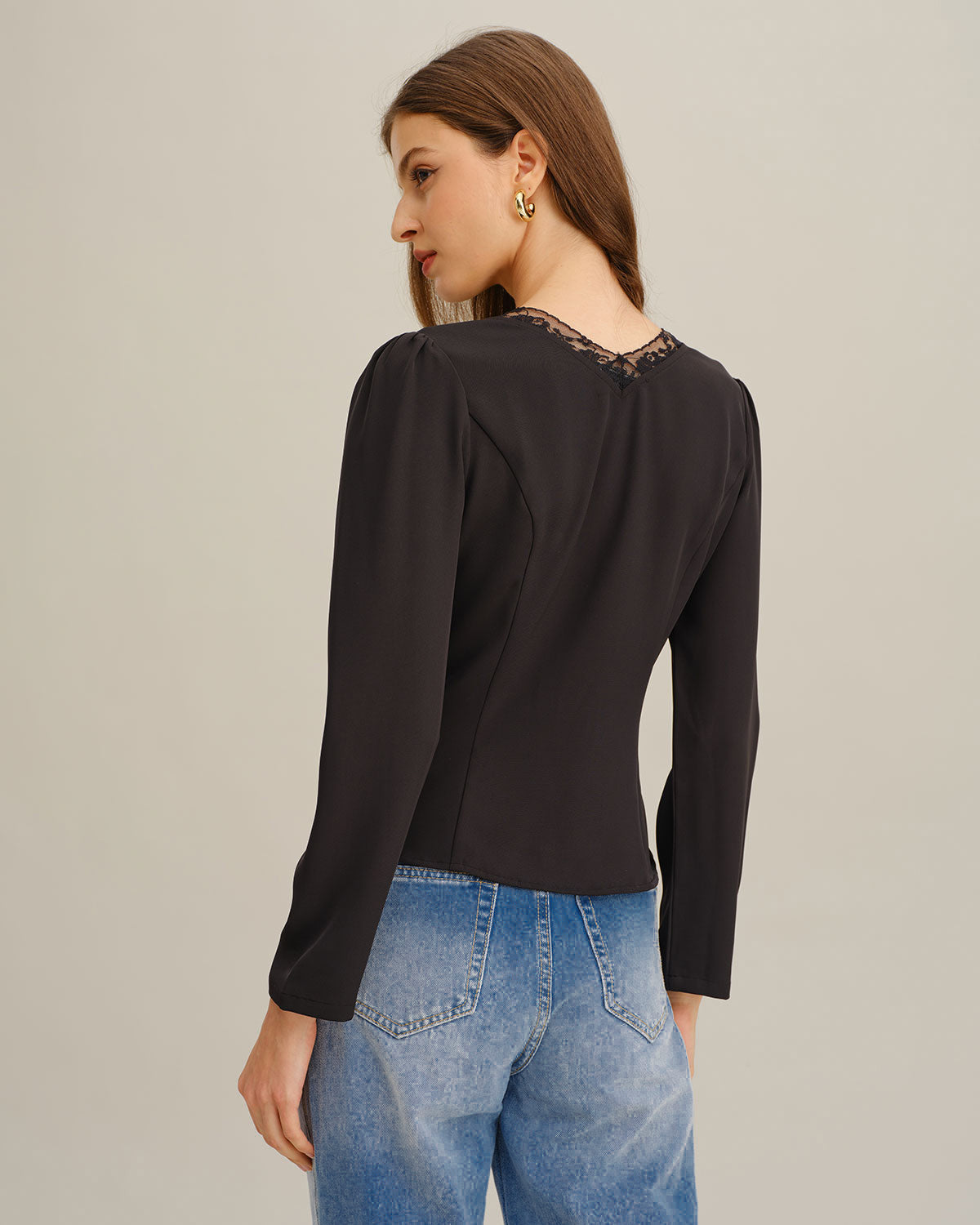 Black See Through Lace Blouse