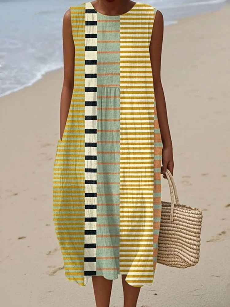 Rosenda - Summer Dress with Abstract Geometric Print