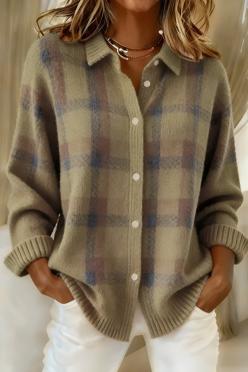 Thalia™ |  Knit Checked  Cardigan