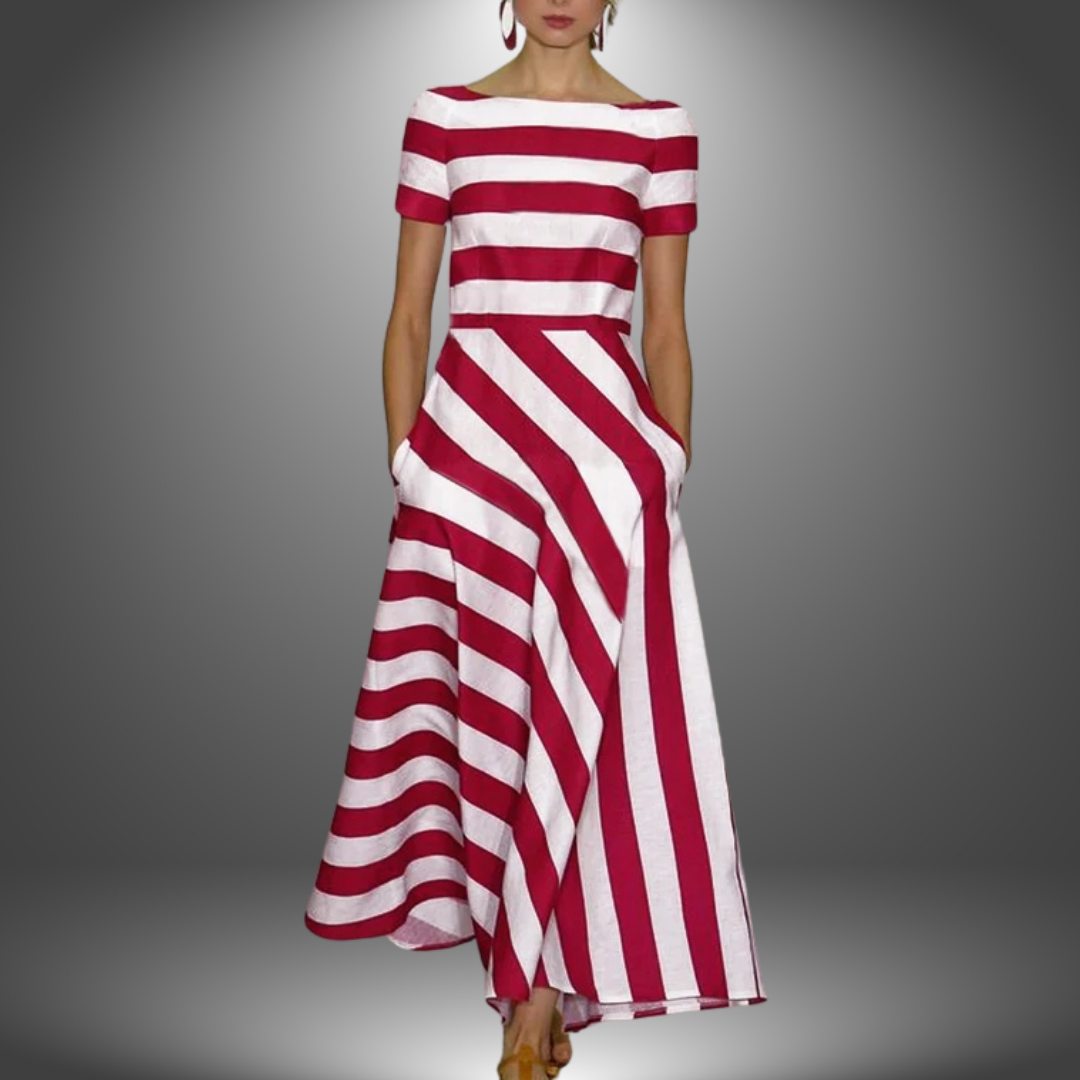 Alma | Striped A-Line Maxi Gown