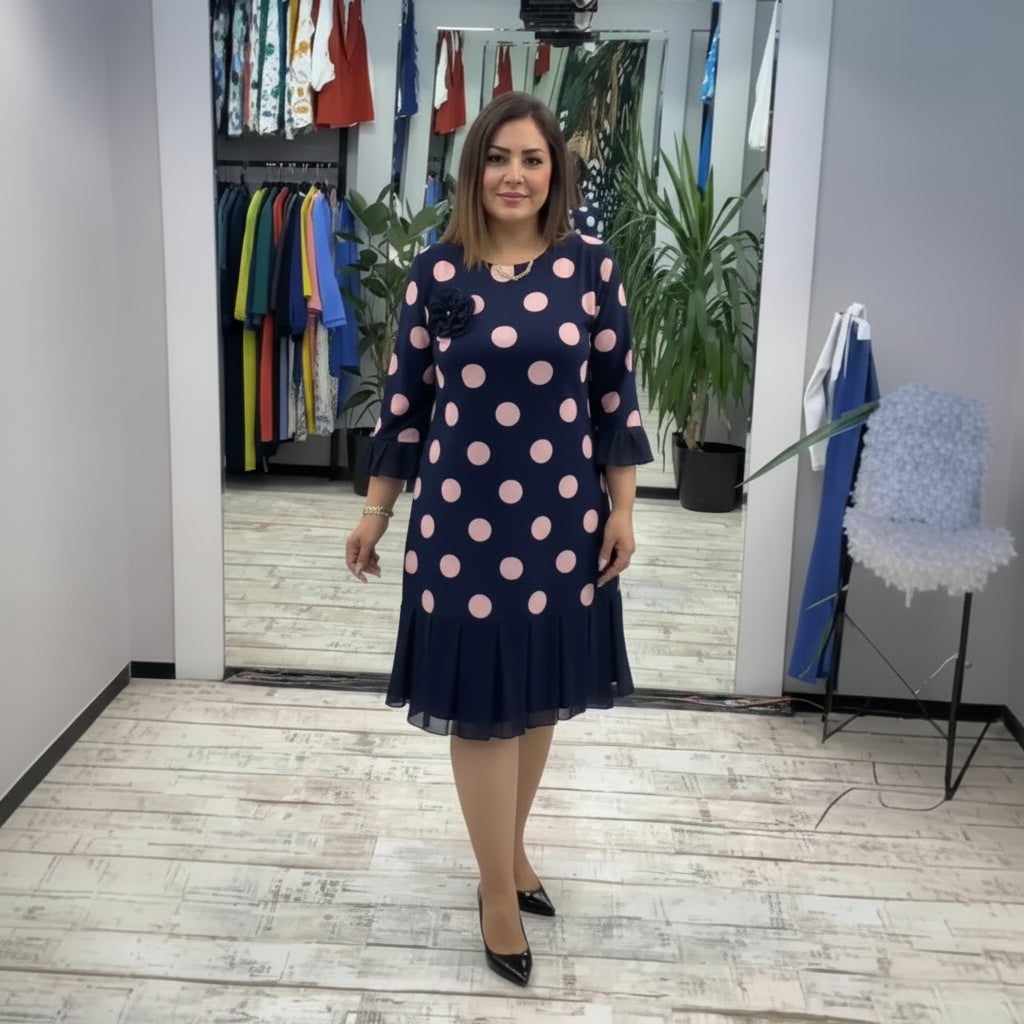 Palerine | Pleated Polka Dot Dress