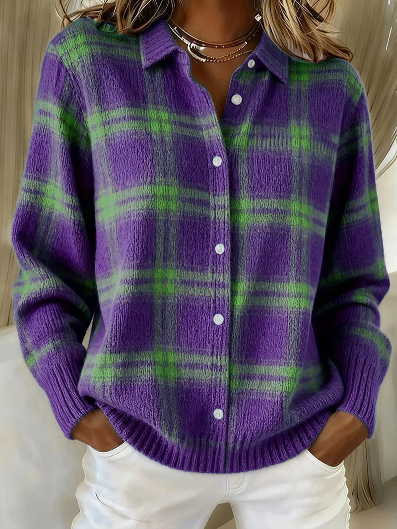 Thalia™ |  Knit Checked  Cardigan