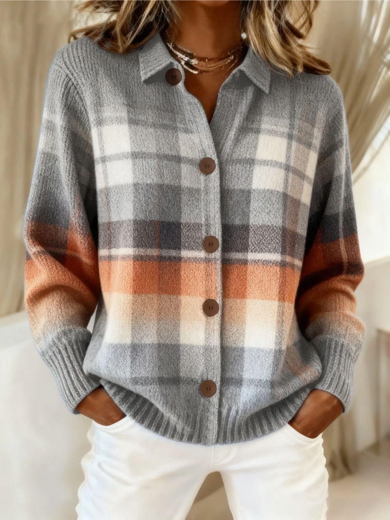 Thalia™ |  Knit Checked  Cardigan