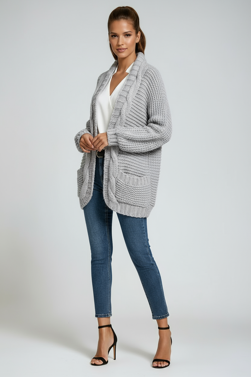 Women's Long Sleeve Cardigan | Knitted with Pockets